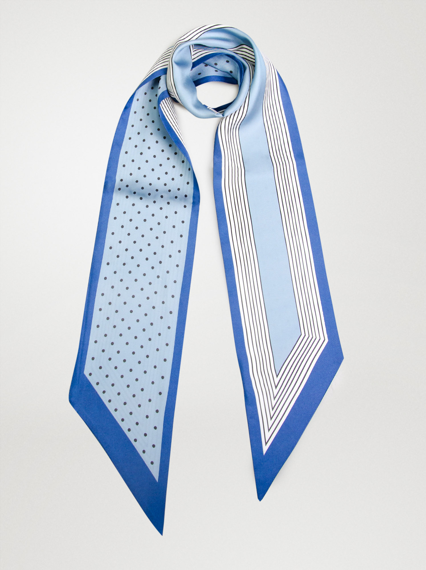 Szalik z podwójnego jedwabiu krawatka we wzory zdjęcie 1