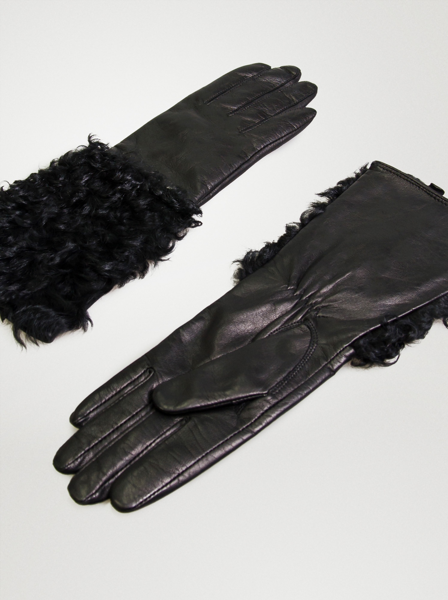 Rękawiczki dłuższe skórzane z futerkiem S zdjęcie 2