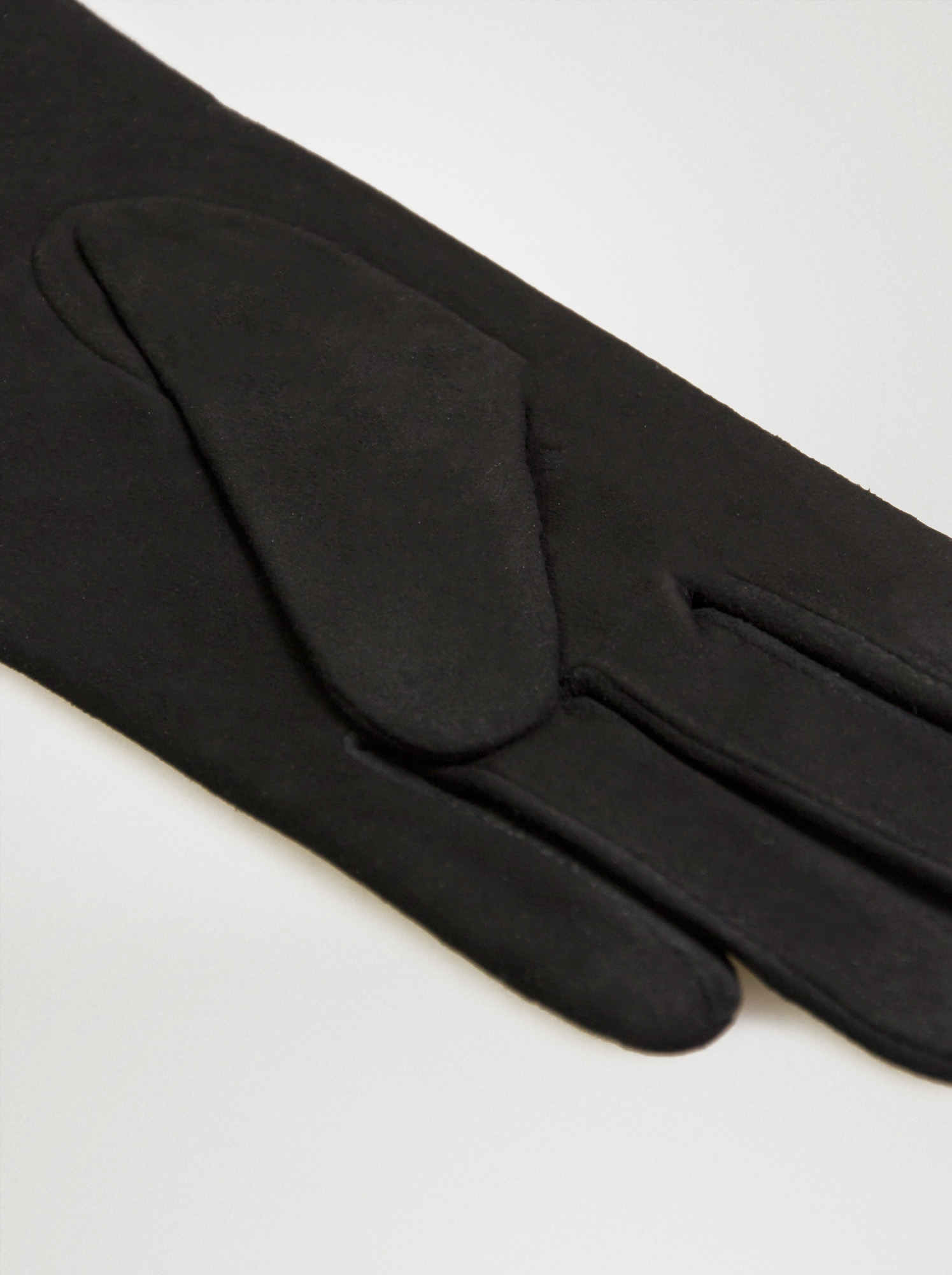 Rękawiczki skórzane zamszowe z brązowymi przeszyciami - Allora zdjęcie 3