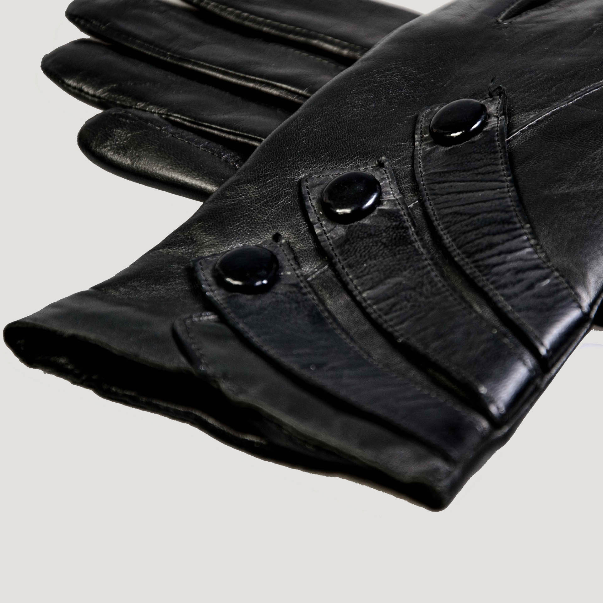 Rękawiczki skórzane z guziczkami S zdjęcie 2