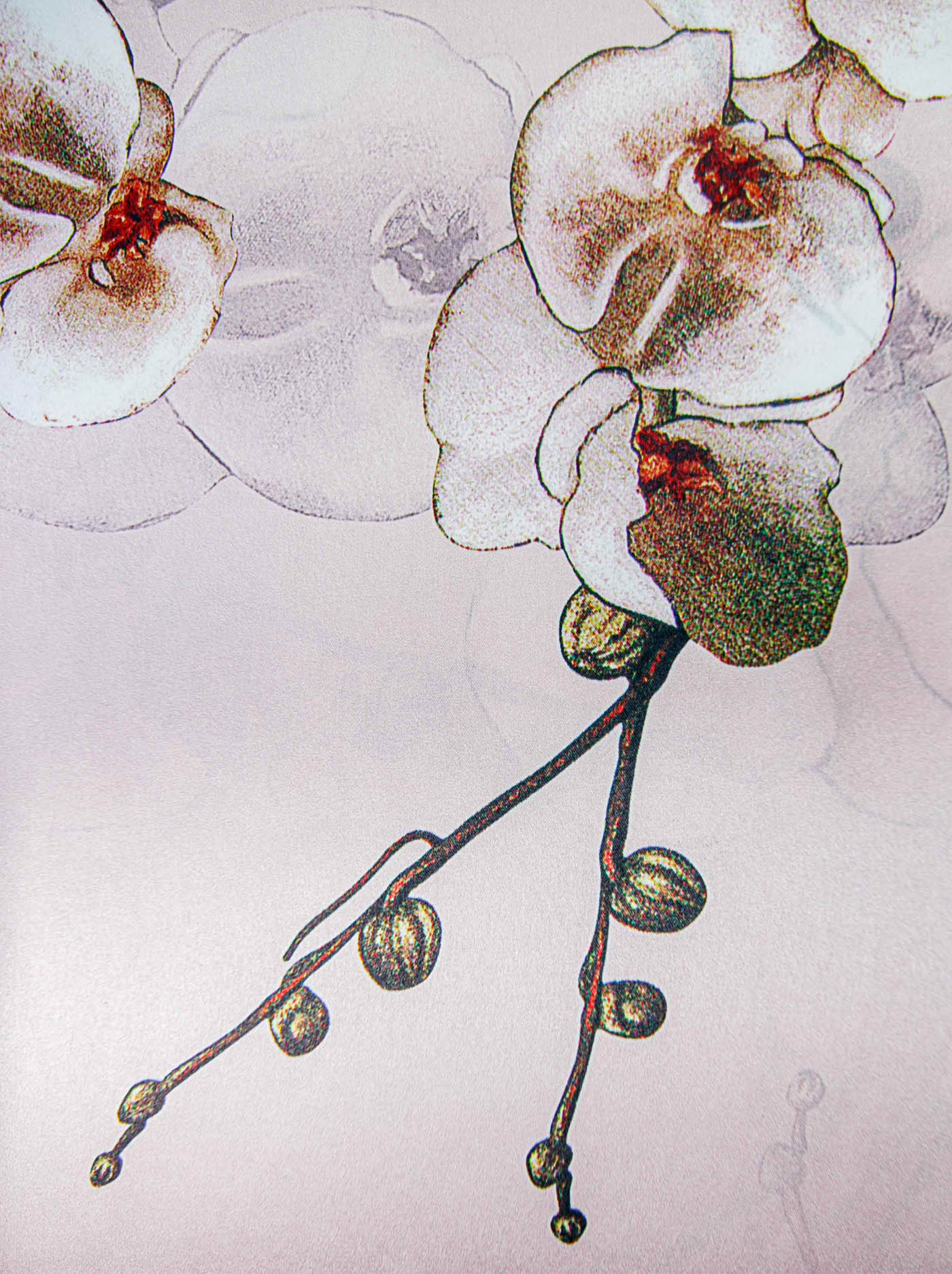 Szal jedwabny z motywem orchidei zdjęcie 3