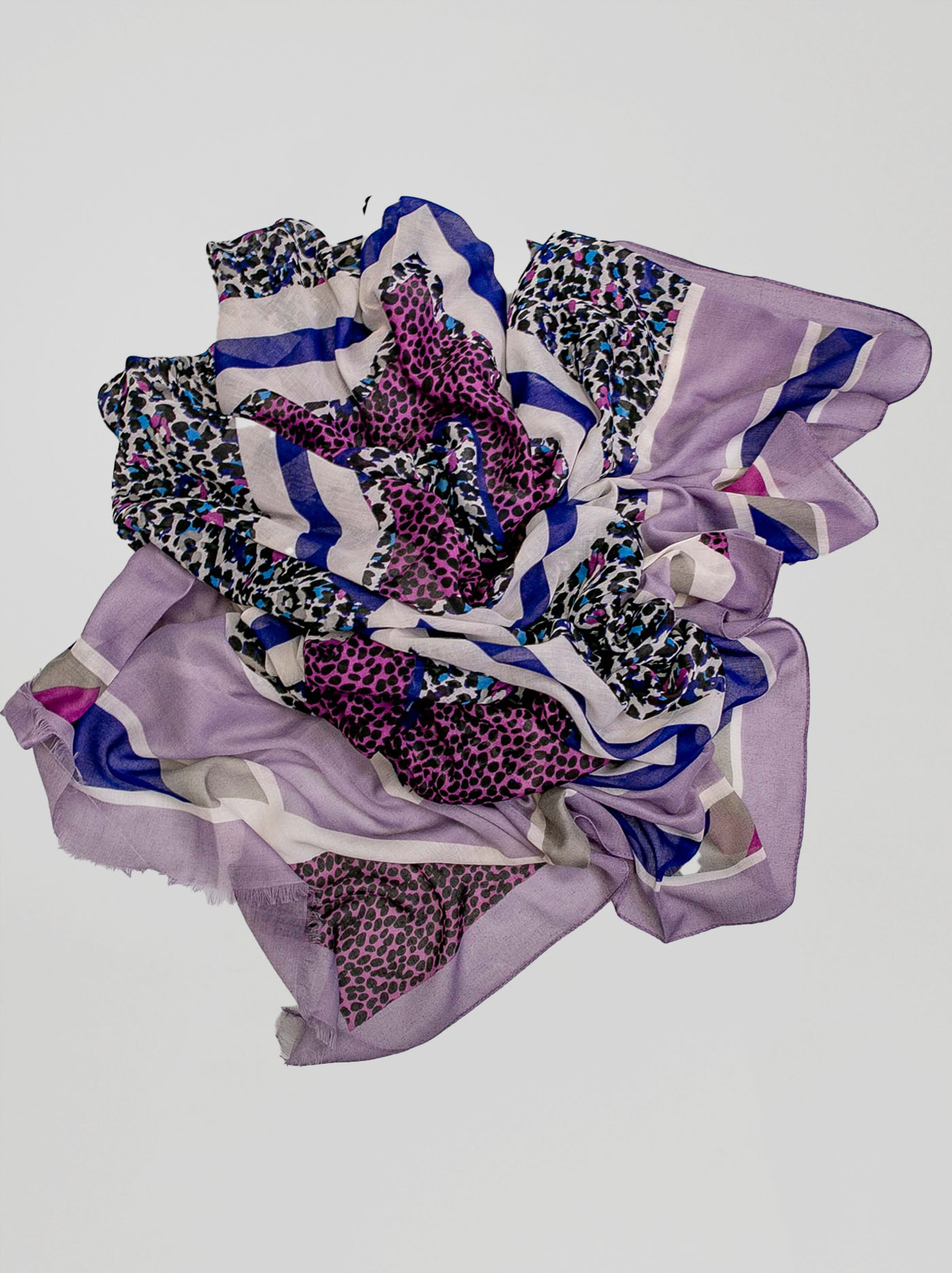 Lekki szal z bawełny i wiskozy w odcieniach fioletu zdjęcie 2