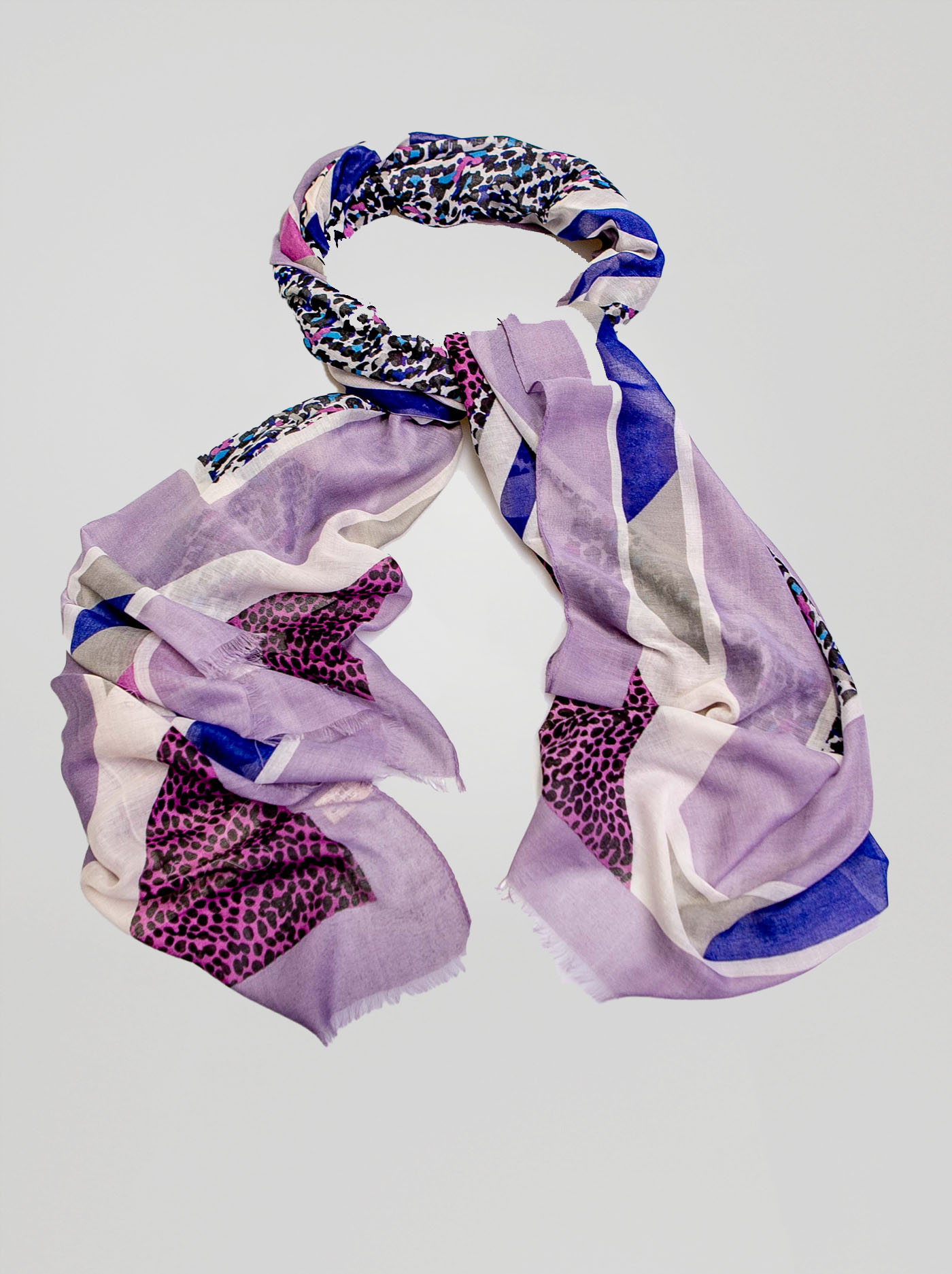 Lekki szal z bawełny i wiskozy w odcieniach fioletu zdjęcie 1