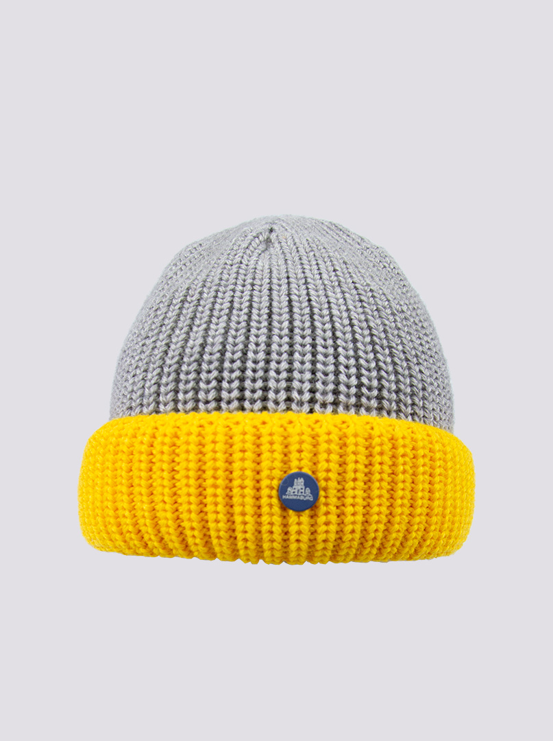 Ciepła szaro-żółta czapka dokerka Hammaburg zdjęcie 1