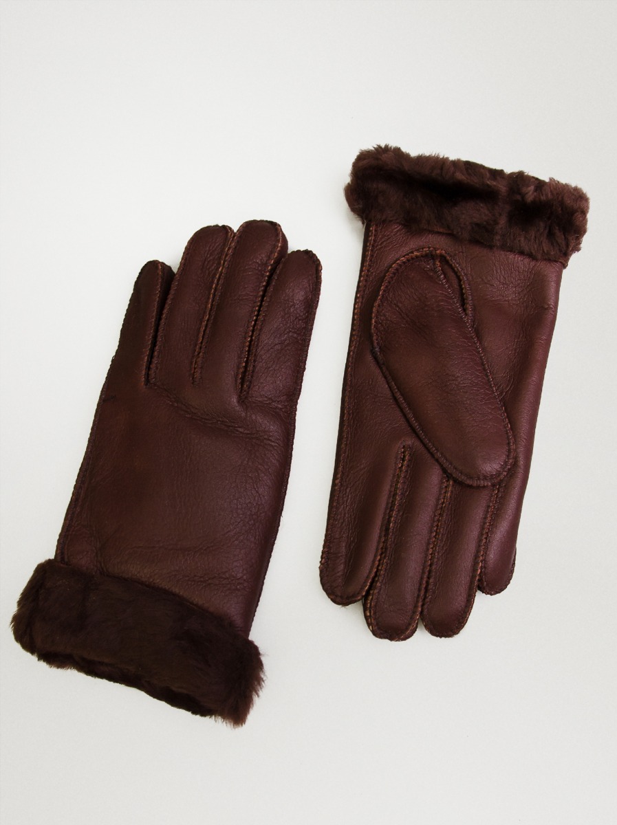 Ciepłe skórzane rękawiczki z futerkiem L - Allora zdjęcie 2