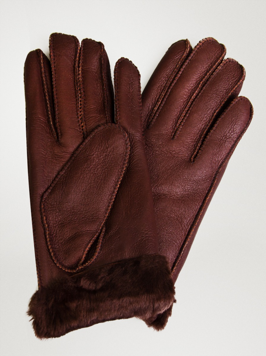 Ciepłe skórzane rękawiczki z futerkiem L - Allora zdjęcie 1