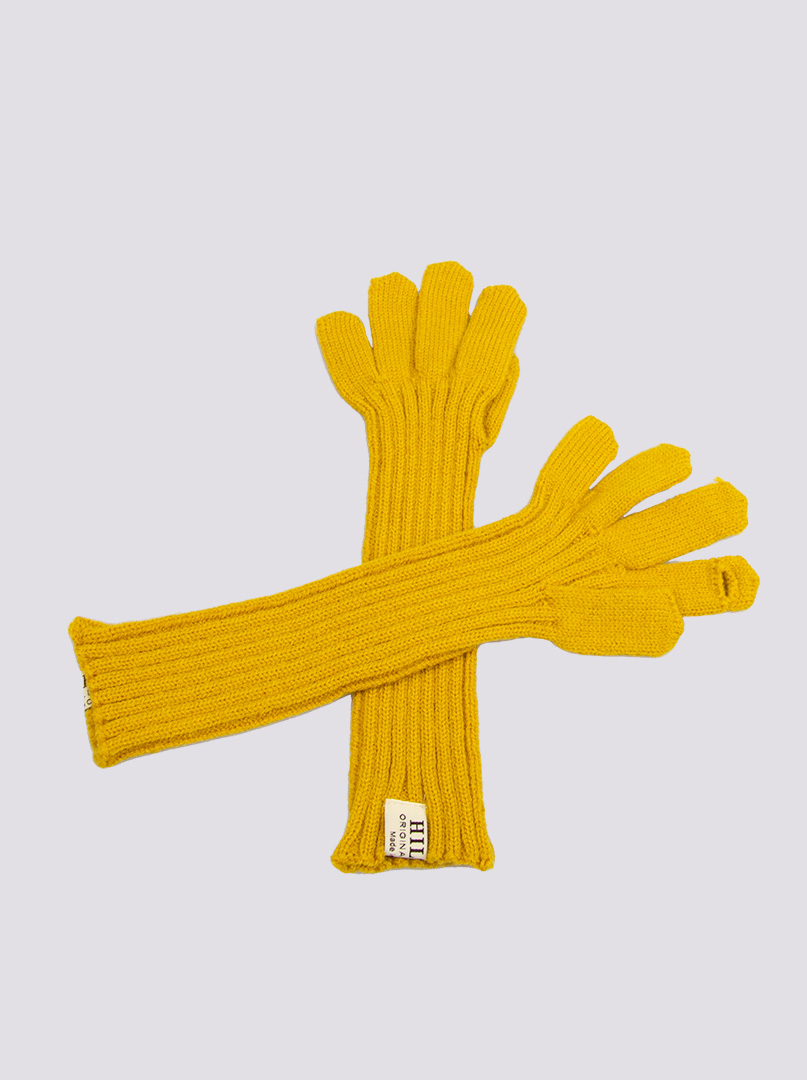 Długie rękawiczki grube dzianinowe żółte zdjęcie 3
