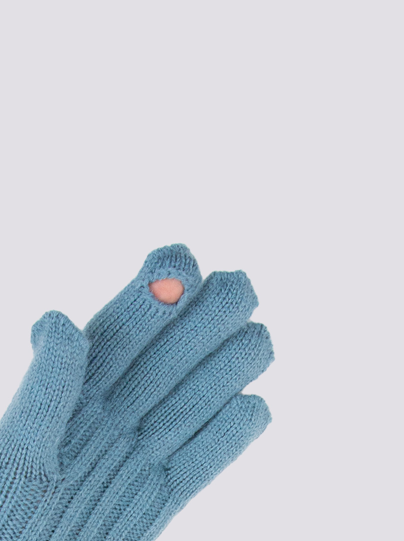 Długie rękawiczki grube dzianinowe kolor morski niebieski zdjęcie 2