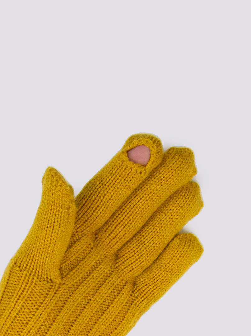 Długie rękawiczki grube dzianinowe żółte zdjęcie 2