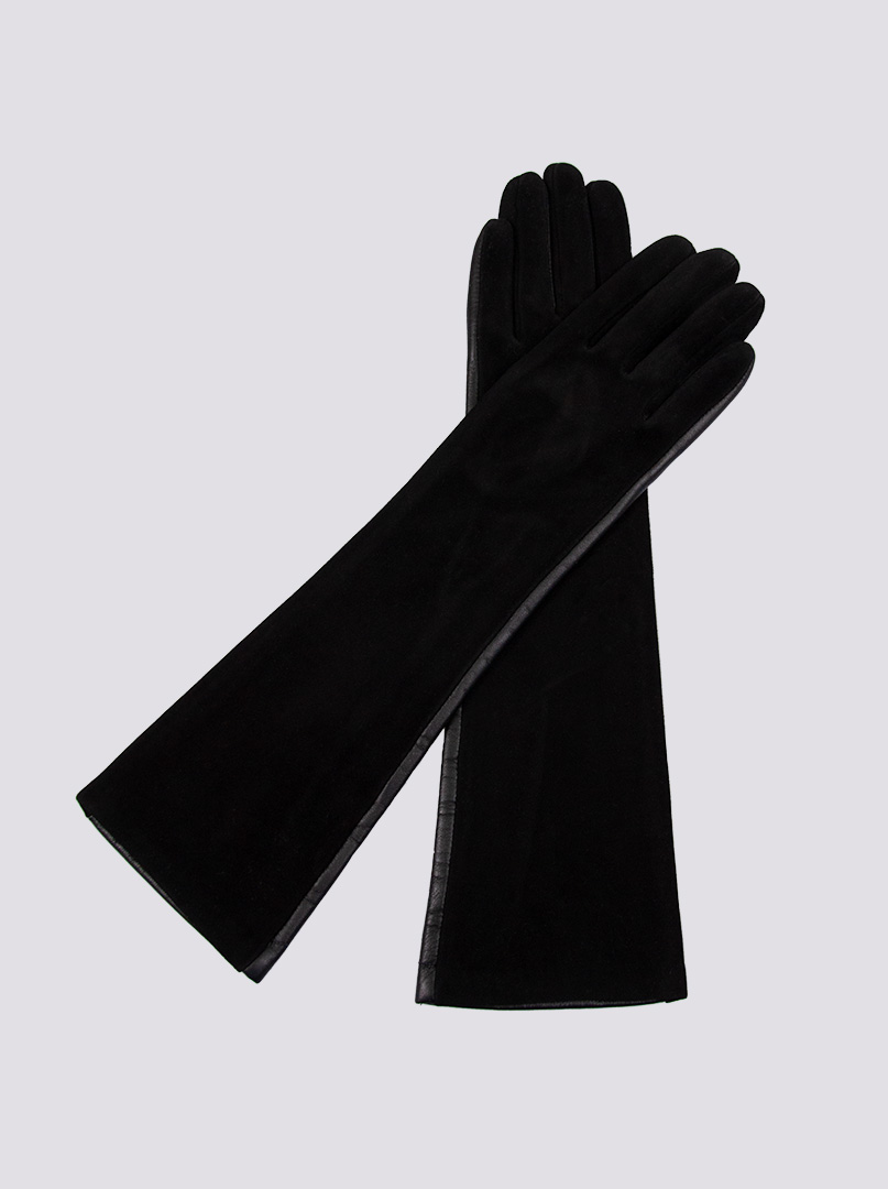 Rękawiczki długie skórzane z zamszem PREMIUM zdjęcie 1