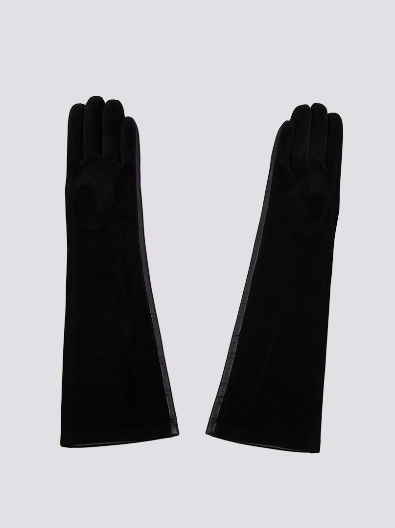 Rękawiczki długie skórzane z zamszem PREMIUM zdjęcie 2