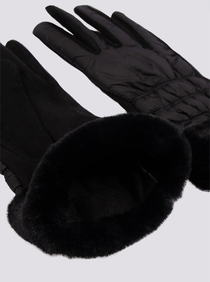 Rękawiczki dzianinowe i pikowane czarne zdjęcie 2