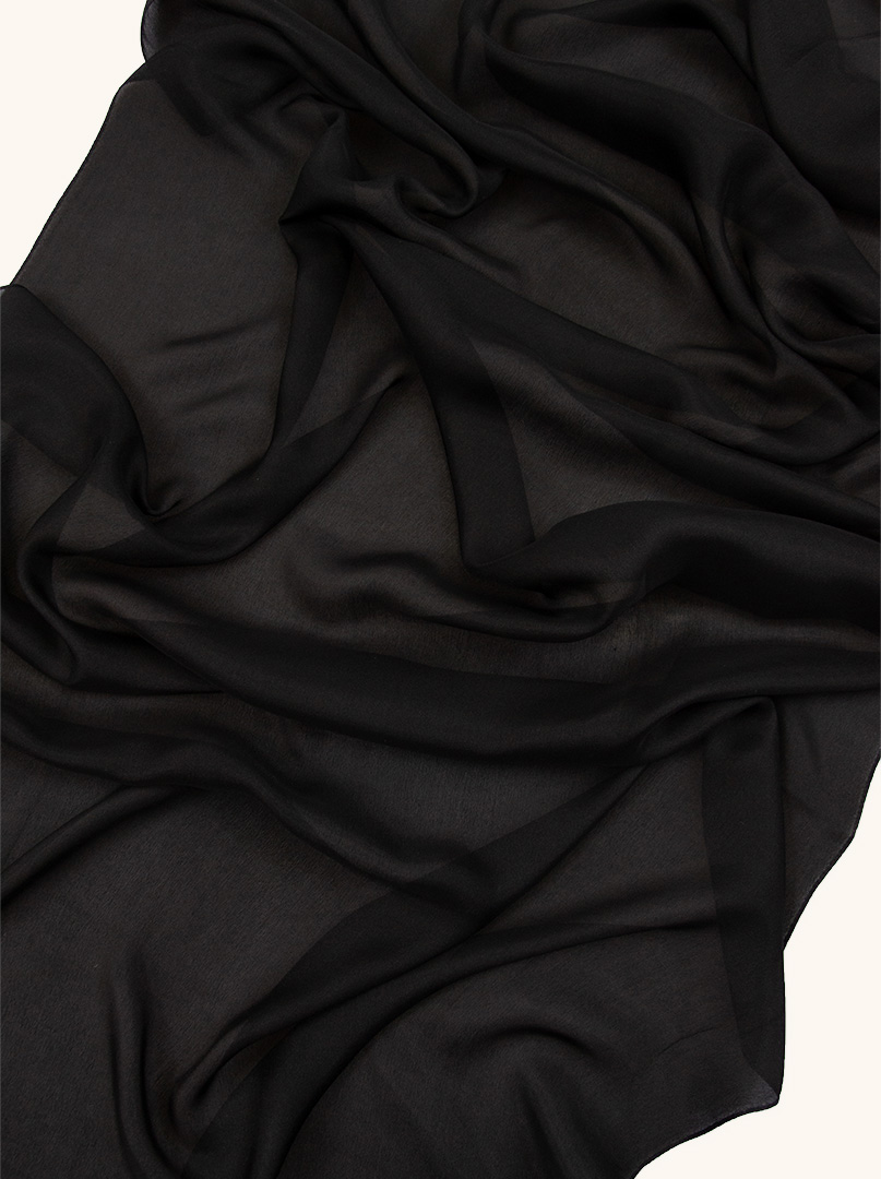 Szal 100%  jedwab czarny 65x180 cm - Allora zdjęcie 3