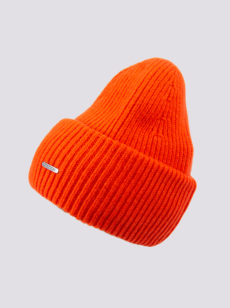 Ciepła wełniana pomarańczowa czapka Stetson zdjęcie 1