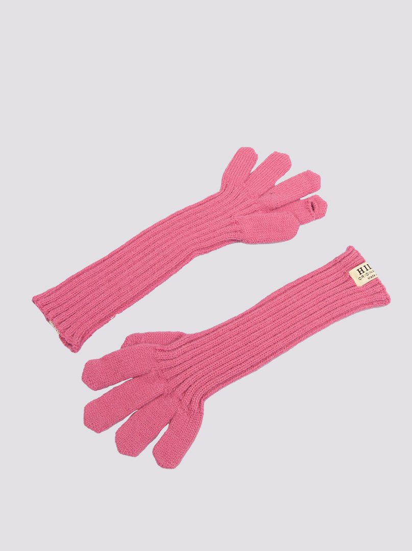 Długie rękawiczki grube dzianinowe różowe zdjęcie 3