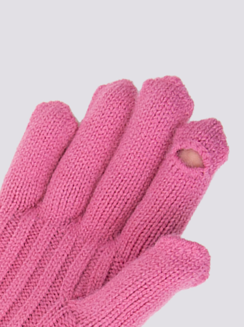 Długie rękawiczki grube dzianinowe różowe zdjęcie 2