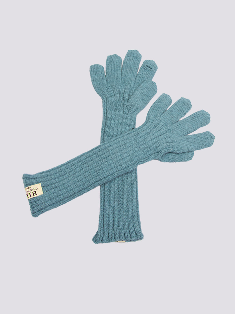 Długie rękawiczki grube dzianinowe kolor morski niebieski zdjęcie 1
