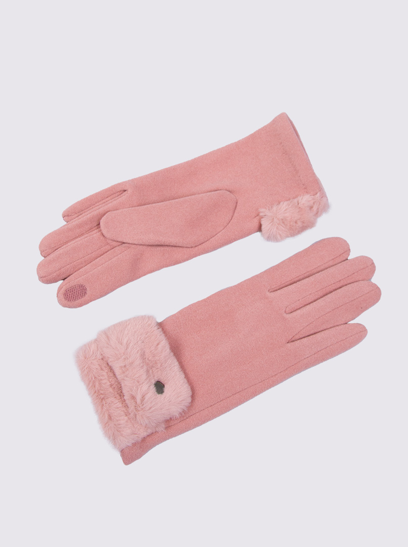 Rękawiczki dzianinowe różowe zdjęcie 3