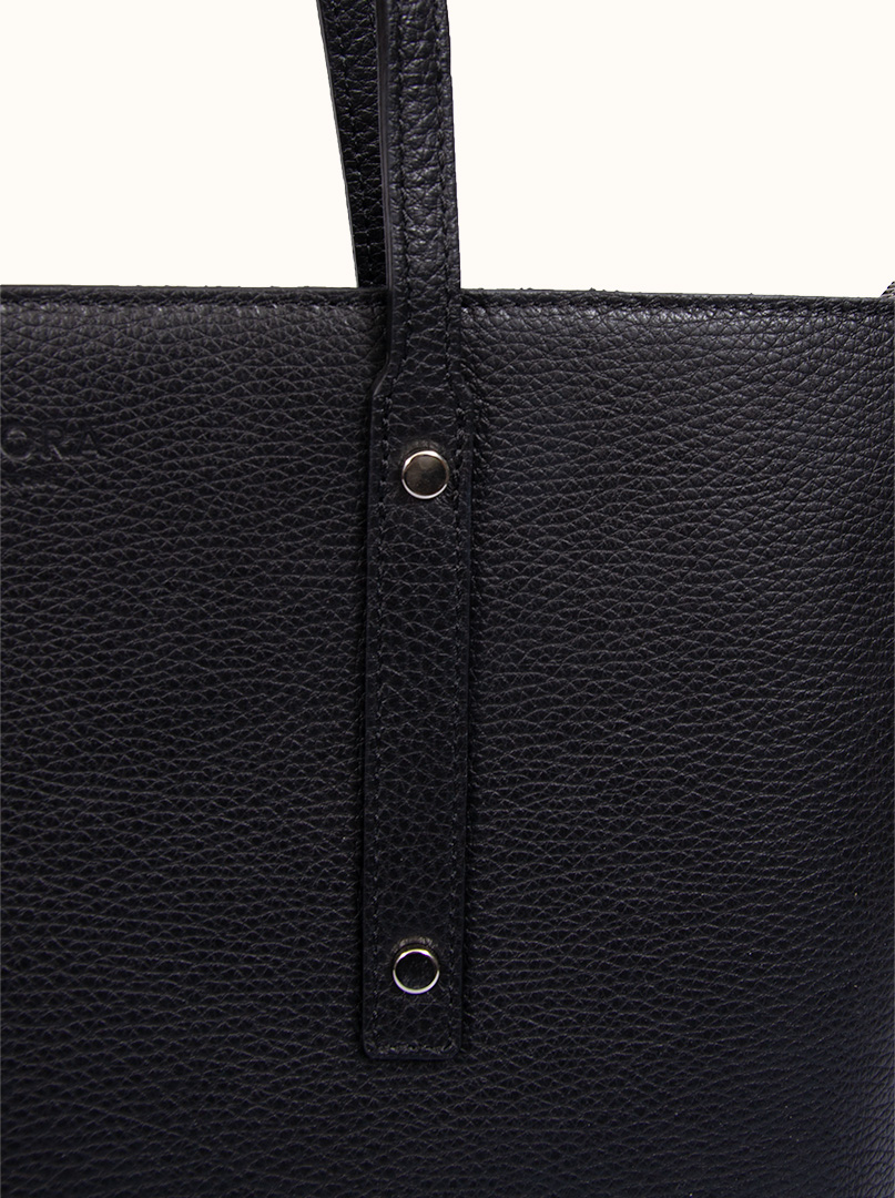 Klasyczna torba  shopper ALLORA czarna ze skóry naturalnej 32 cm x 43 cm PREMIUM zdjęcie 2