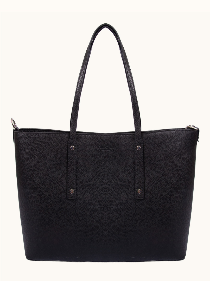 Klasyczna torba  shopper ALLORA czarna ze skóry naturalnej 32 cm x 43 cm PREMIUM zdjęcie 1