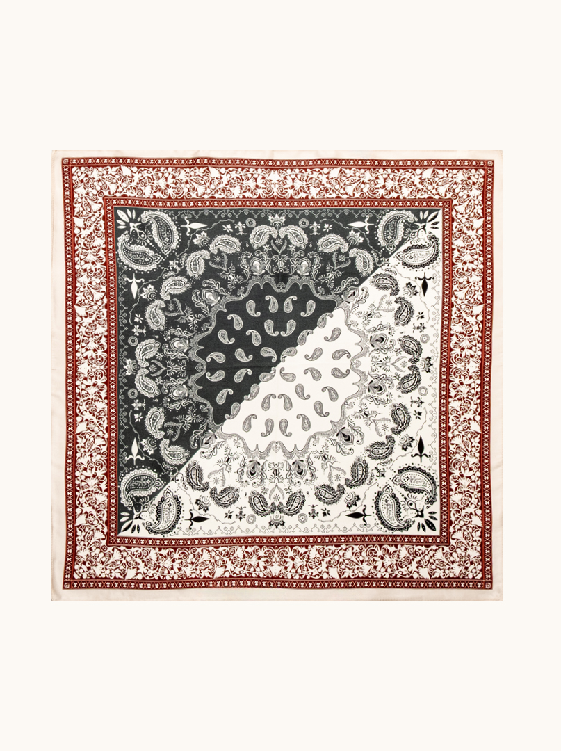 Mała apaszka jedwabna damska gawroszka czarne paisleye 53cm x 53cm zdjęcie 2