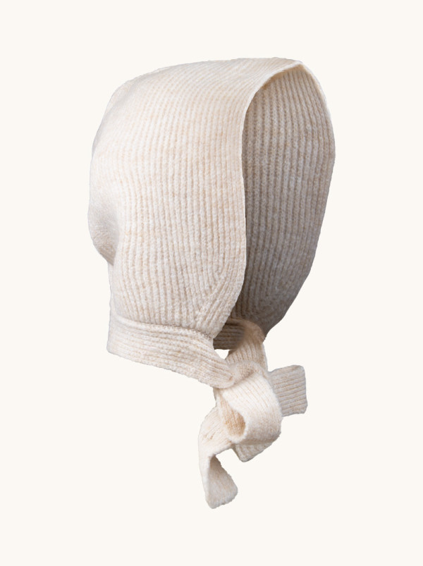 Beanie with binding 100% wool beige
