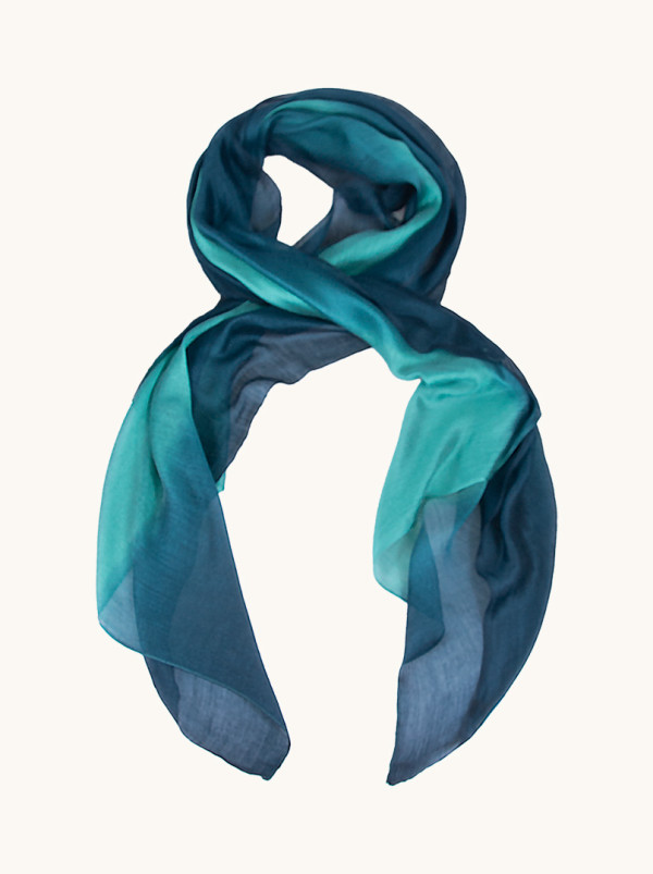 Szal wieczorowy cieniowany turkusowy 80cm x 190cm
