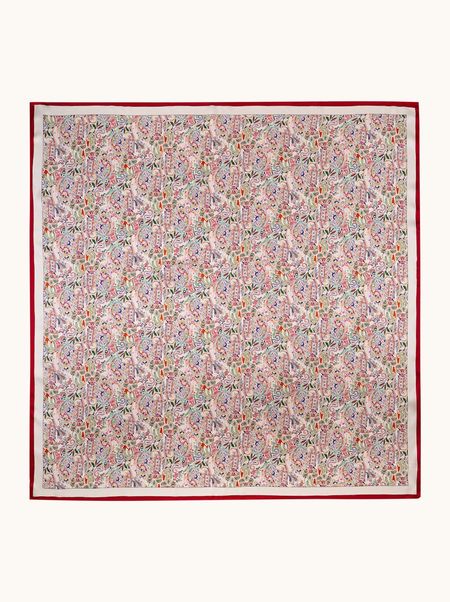 Duża chusta jedwabna kremowa z motywem paisley 110x110 cm