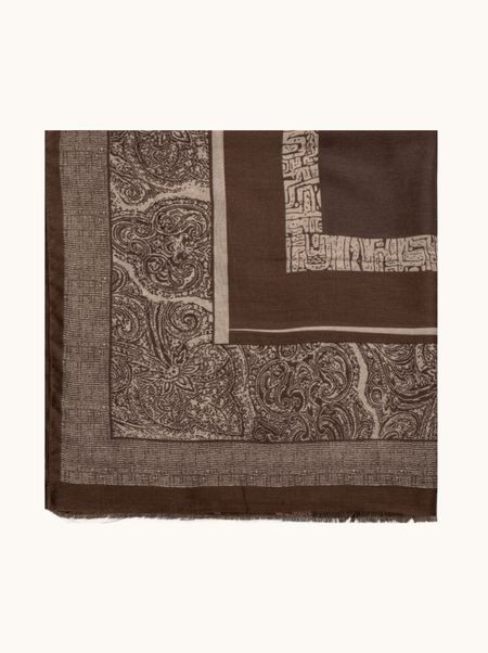 Szal bawełna z wiskozą brązowy w paisley 90x180 cm