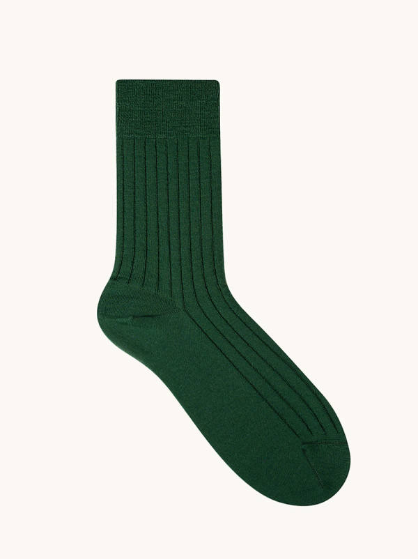 Skarpety z wełny merino zielone – PREMIUM MERINO WOOL - ciepłe, w prążek