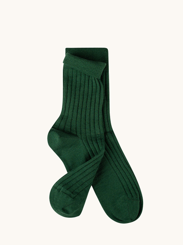 Skarpety z wełny merino zielone – PREMIUM MERINO WOOL - ciepłe, w prążek