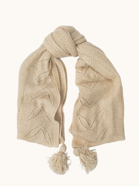 Chusta kaszmirowa beżowa z subtelnym wzorem 110x120 cm PREMIUM