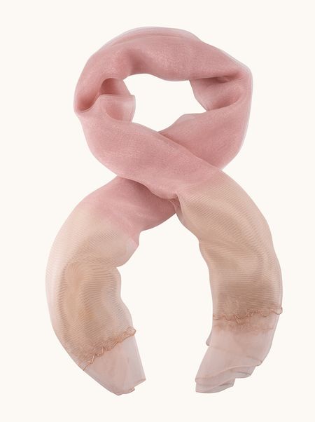 Szal wieczorowy różowy z jedwabiu i wełny ze zdobieniami 70x190 cm PREMIUM