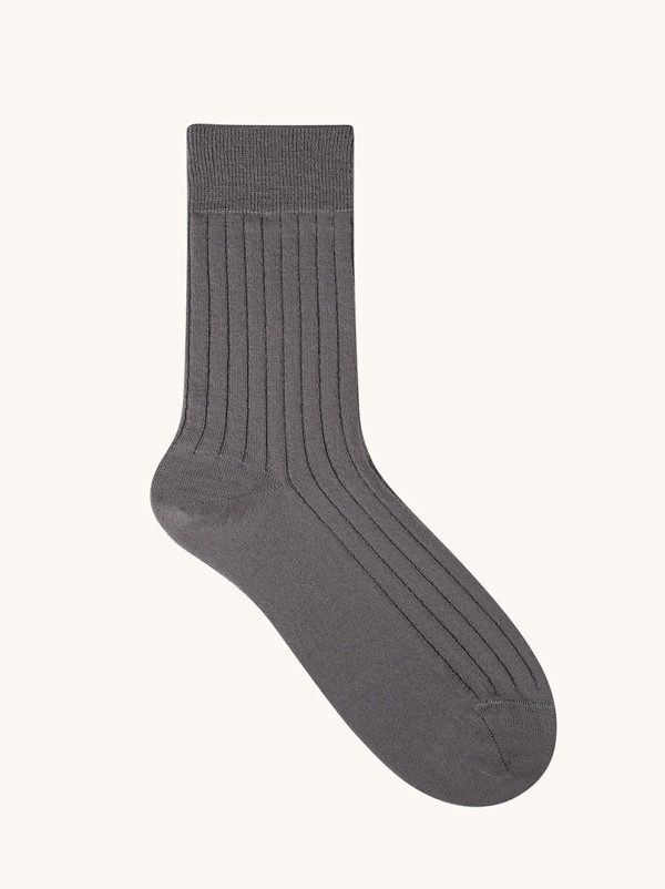 Skarpety z wełny merino szare – PREMIUM MERINO WOOL - ciepłe, w prążek