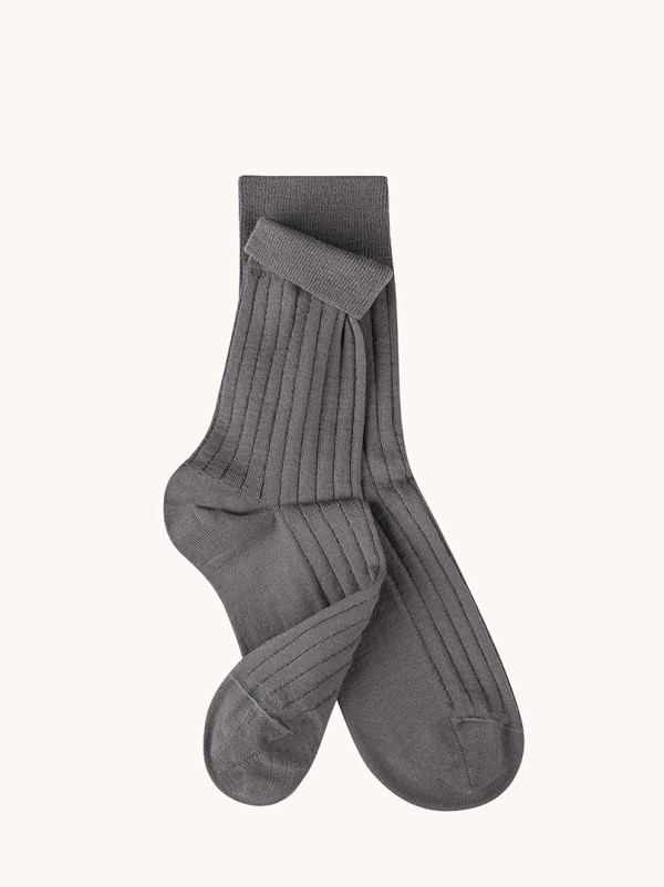 Skarpety z wełny merino szare – PREMIUM MERINO WOOL - ciepłe, w prążek