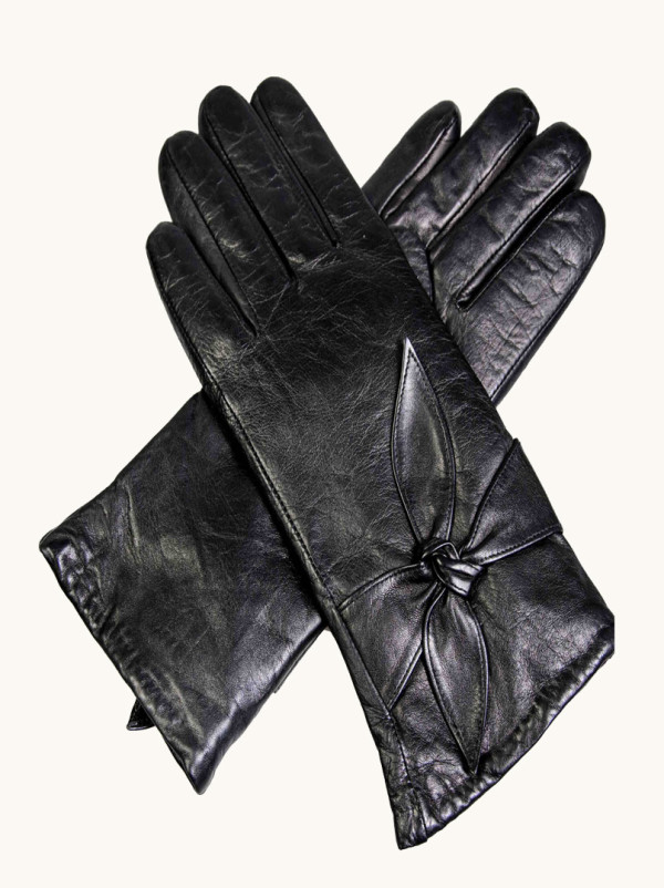 Rękawiczki skórzane z ozdobnym wiązaniem M
