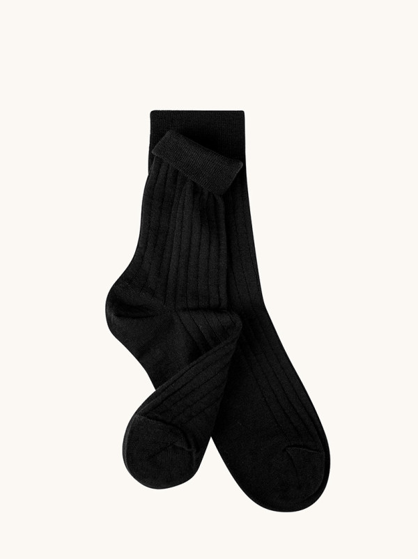 Skarpety z wełny merino czarne – PREMIUM MERINO WOOL - ciepłe, w prążek