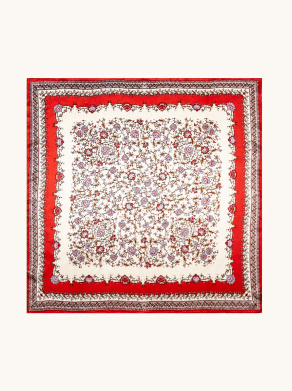 Duża apaszka jedwabna z orientalnym wzorem 90cm x 90 cm