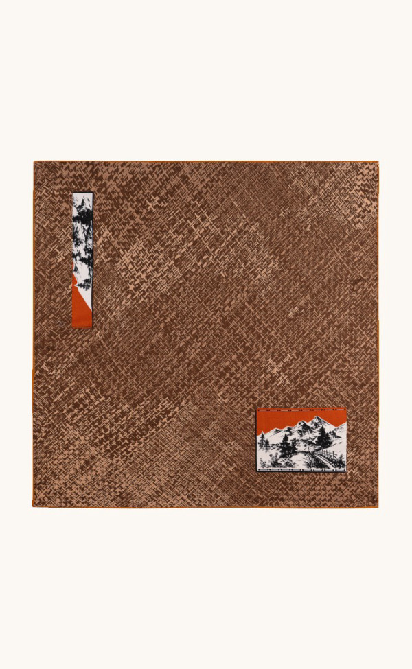 Apaszka wełna z jedwabiem z graficznym motywem 65x65 cm