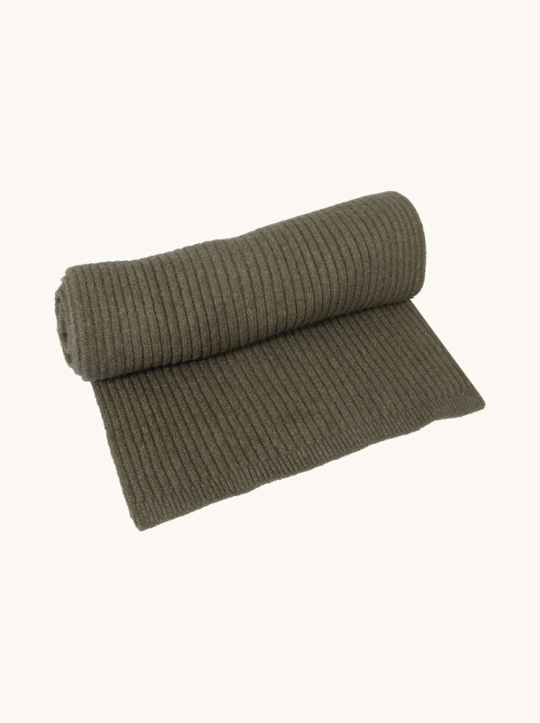 Green striped scarf 35 cm x 200 cm