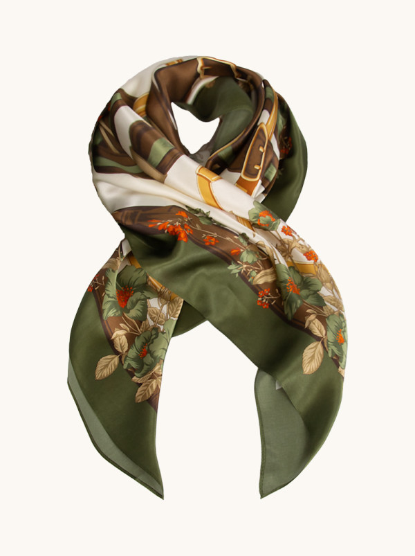 Apaszka jedwabna z motywem jeździeckim 90cm x 90cm