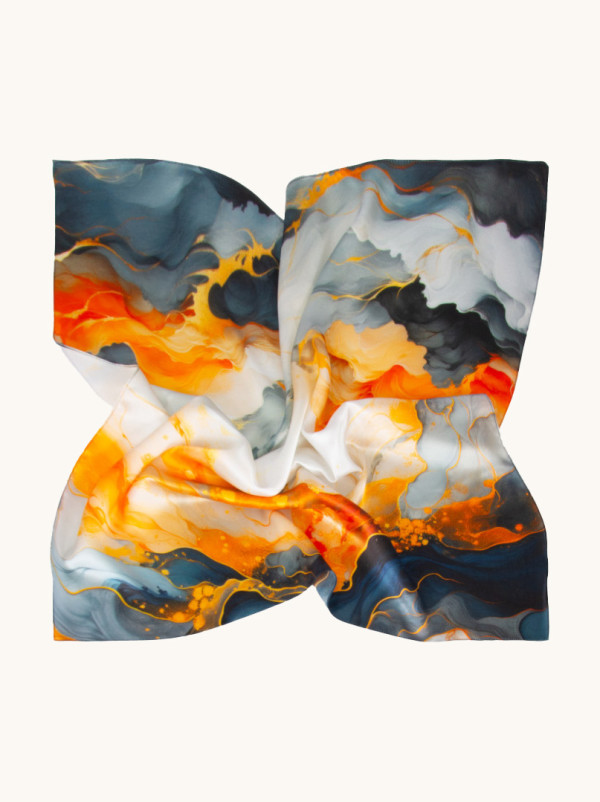 Mała apaszka jedwabna błękitna eksplozja koloru 53cm x53cm