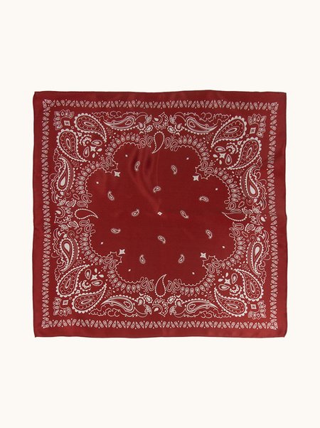 Burgundy silk paisley scarf, 53x53 cm