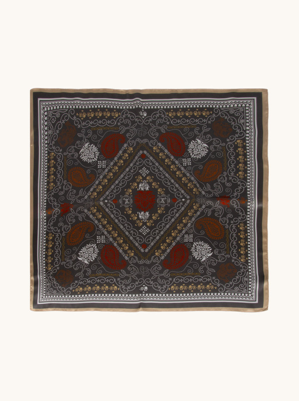 Apaszka jedwabna Orientalna Głębia 70x70 cm PREMIUM