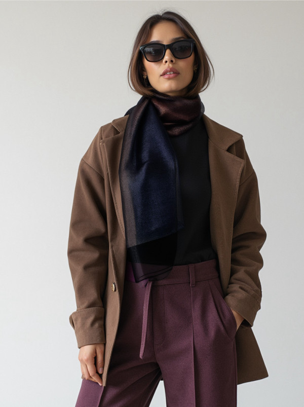 Szal wieczorowy granatowy 75 cm x 190 cm PREMIUM