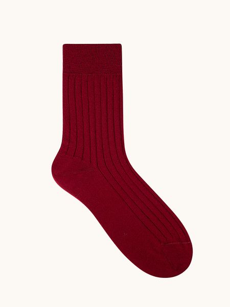 Damskie skarpety z wełny merino bordo  PREMIUM MERINO WOOL -  ciepłe, w prążek