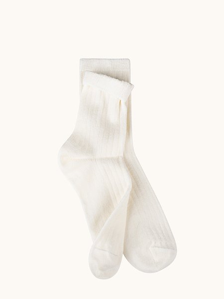 Damskie skarpety z wełny merino ecru SOFT MERINO WOOL w prążek