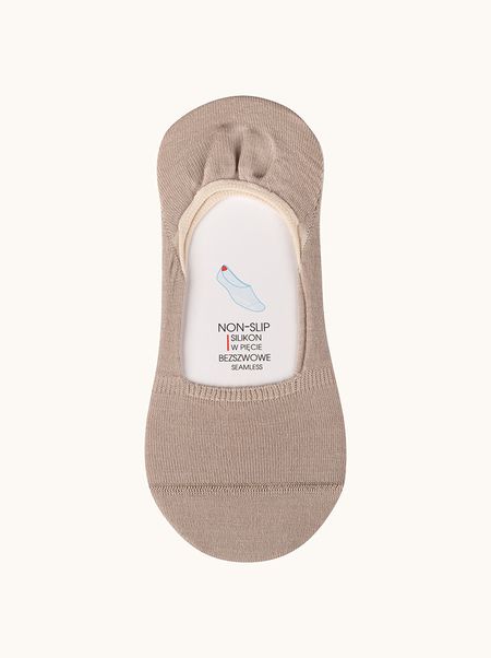 Klasyczne stopki bezszwowe z wełny merino beżowe- SOFT MERINO WOOL