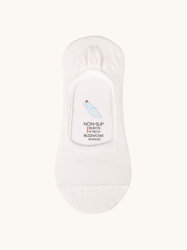 Klasyczne stopki bezszwowe z wełny merino białe - SOFT MERINO WOOL