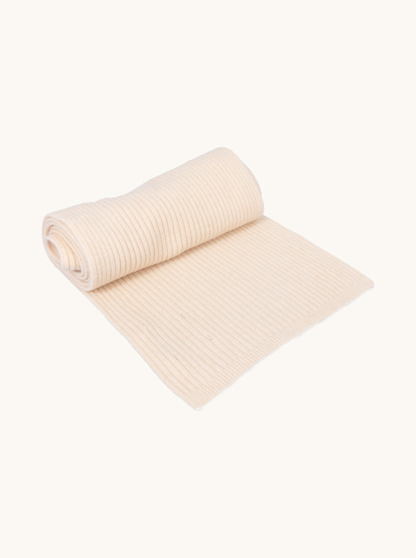 Szal ecru w prążki 35 cm x 200 cm